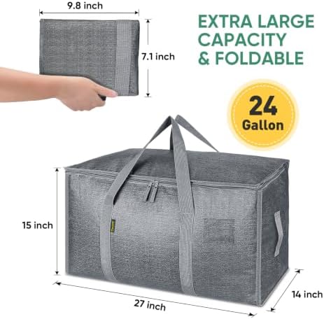 BALEINE 2-Pack Oversized Moving Bags with Reinforced Handles, Heavy-Duty Storage Tote for Clothes, Moving Supplies (Winter Grey, 2-Pack) - Image 2