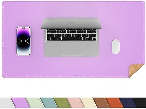 AFIING Cork Desk Mat 35.4" x 17", Dual-Sided Natural Cork & PU Leather Desk Pad, Non-Slip Waterproof Large Mouse Pad for Office, Home & Gaming (Purple) by AFIING