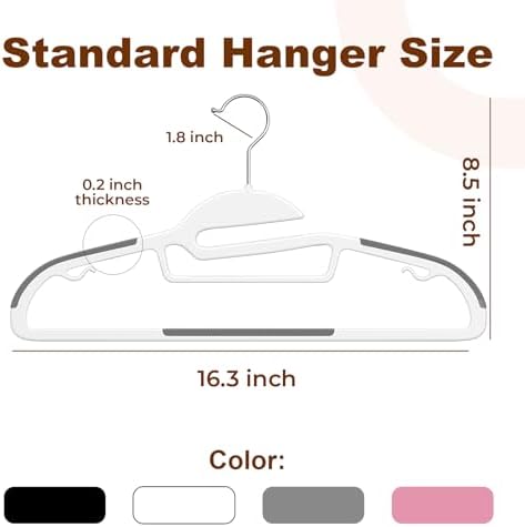 HOUSE DAY Slim Plastic Hangers with Non Slip Rubber Pads, 50 Pack, White - Image 2