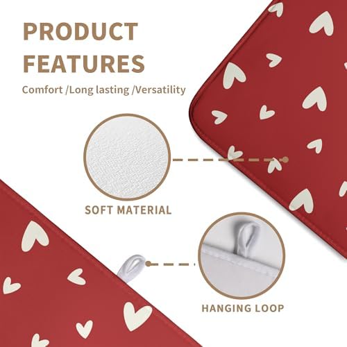 Valentine's Day Love Heart Dish Drying Mat for Kitchen Counter 18x24 Inch Valentine Theme Dish Mats Absorbent Microfiber Dish Draining Mat Reusable Washable Dish Drainer Rack Pad - Image 3