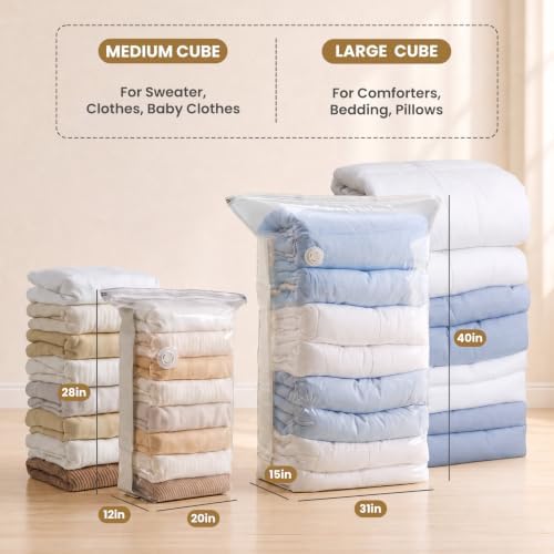 TAILI Cube Vacuum Storage Bags, 6 Pack Combo (3 Jumbo +3 Medium) - Image 2