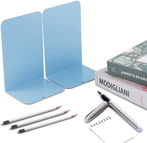 MSDADA Bookends, Book Ends for Book Shelves, Book Ends for Heavy Books,Metal Bookend Supports, Modern Minimalist Style Bookend, Light Blue(4Pairs) - Image 5
