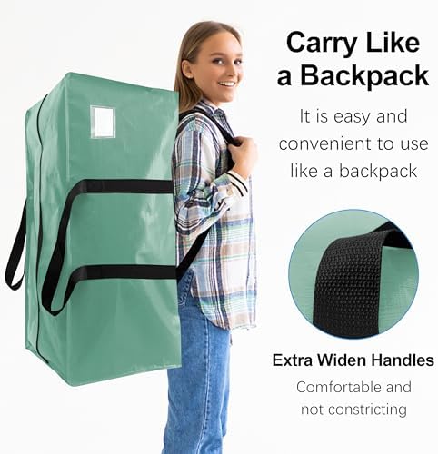 VELVETSURE 6 Pack Heavy Duty Large Moving Bags W/Backpack Straps - Strong Handles & Zippers, Storage Totes For Space Saving, Fold Flat, Alternative to Moving Box and Storage Bin, Teal - Image 4