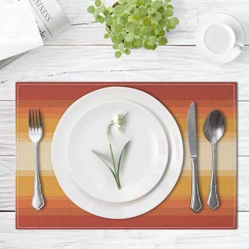 Emvency Farmhouse Placemats Set of 4, 12x18 Inch, Geometric Striped - Image 2