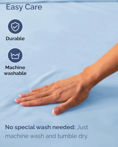 CGK Linens 2 Pack Extra Deep Cal King Fitted Sheets - Light Blue - Image 6