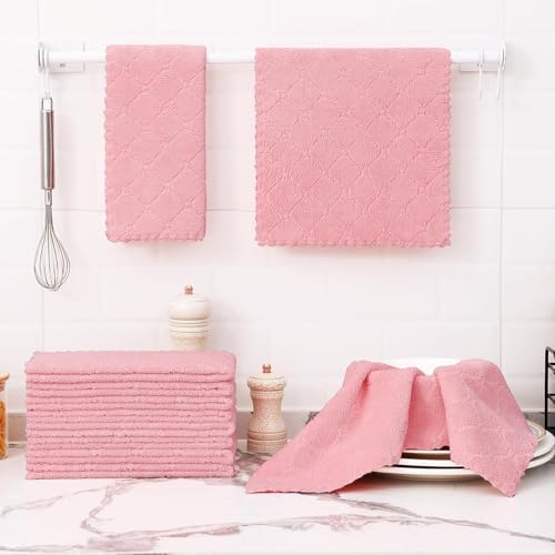 Homaxy 12 Pack Super Soft Absorbent Dish Towels, 10" x 20", Pink - Image 5
