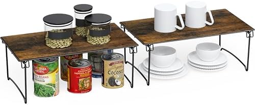 Deco Brothers Stackable Cabinet Shelf, 2 Pack, Rustic Brown - Image 3