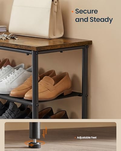 SONGMICS HOME 4-Tier Shoe Rack, Free Standing Shoe Storage Organizer, 12 x 29.7 x 28.2 Inches, Metal Frame with Top Surface for Closet Entryway, Rustic Brown and Black - Image 5