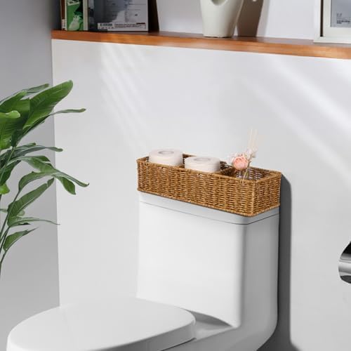 Upgraded Waterproof Toilet Paper Storage Basket, Small Living Room, Bedroom Decor Baskets for Organize Snack Tampon, Large Compartment 16.5 x 5.7 x 3.7 - Image 5