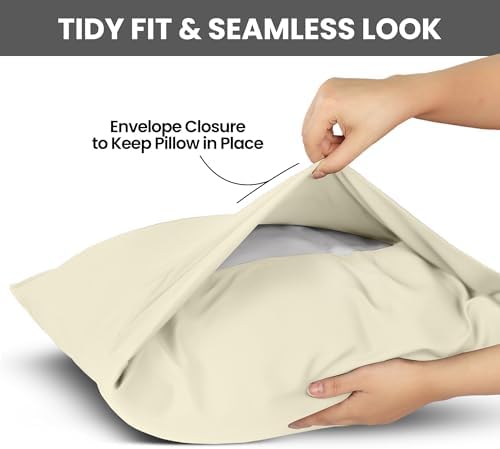 Pillow Covers Standard Set of 12, Soft and Comfy Pillow Cases, Ivory - Image 3