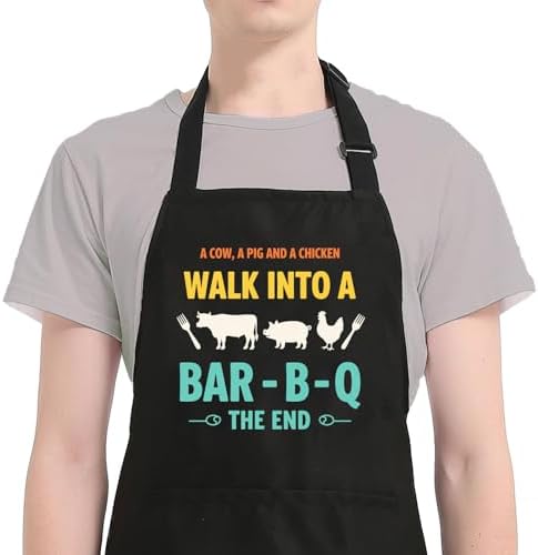 Funny Aprons for Men with Pockets, Mens Apron for Cooking Grilling BBQ, Dad Gifts for Husband Birthday Fathers Day by Unknown