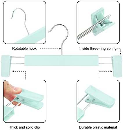 GUANJUNE Clothes Pants Hangers, Space-Saving Skirt Holders with 360 ° Swivel Hooks, Adjustable Clips, Trouser Hangers, Clothes Coat Garment Jeans Hangers (20 Pack, Green) - Image 2
