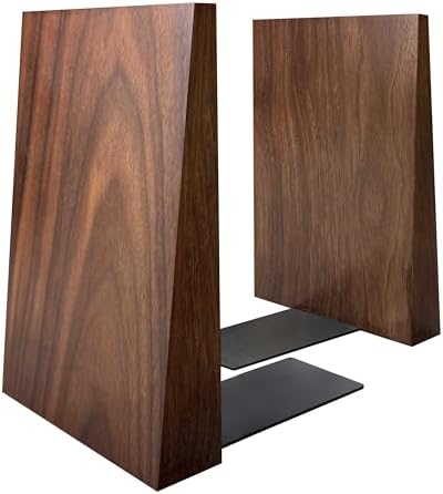 Luxdecor Decorative Bookends-Non Skid Triangle Walnut Bookend 6x5x4in 2Pack by Luxdecor