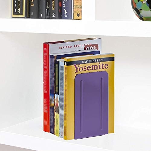 Acrimet Bookends for Shelves, Non-Skid Book Holder, Heavy Duty Book Stopper, Steel Metal Book Ends Storage for Home, Library, 6 7/8" H x 4" W x 4 1/2" D (Purple) (1 Pair / 2 Pieces) - Image 6