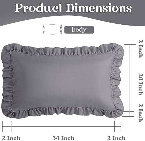 KKJIAF Ruffle Body Pillow Cases Set of 1, Grey - Image 3