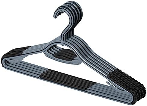 Extra Non Slip Plastic Clothes Hangers 30 Pack, with Sure Grip Rubber, 360 Degree Swivel Hook, Space Saving (Steel Blue/Cool Grey) by PerfecasaHomeDecoration