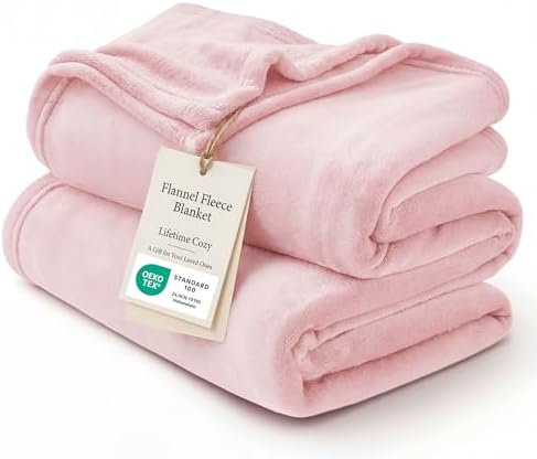 Bedsure GentleSoft Pink Fleece Throw Blanket for Couch - 300GSM Cozy Soft Blankets for Women, Cute Small Fleece Throws for Girls, Pink Home Decor Gifts, 50x60 Inches by BEDSURE