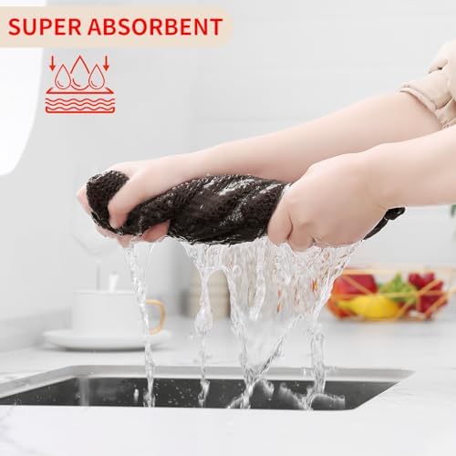 Homaxy 100% Cotton Waffle Weave Kitchen Dish Towels 4-Pack, Dark Brown - Image 3