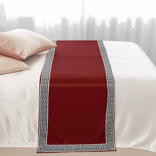 Greek Geometric Inspired Twist Line Bed Runners for Bedroom Hotel,Decorative Bedding Scarf Abstract Key Pattern on Red Bed End Blanket Bedding Runner Scarves for King Size Bed,102x20in - Image 7