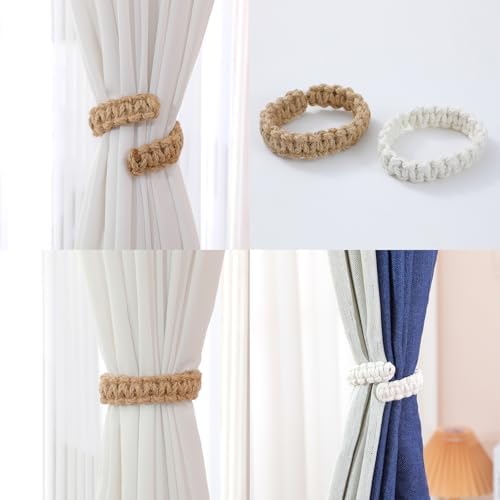 6 Pack Curtain Tiebacks Handmade Braided,Window Treatment Curtain Holdbacks - Image 5