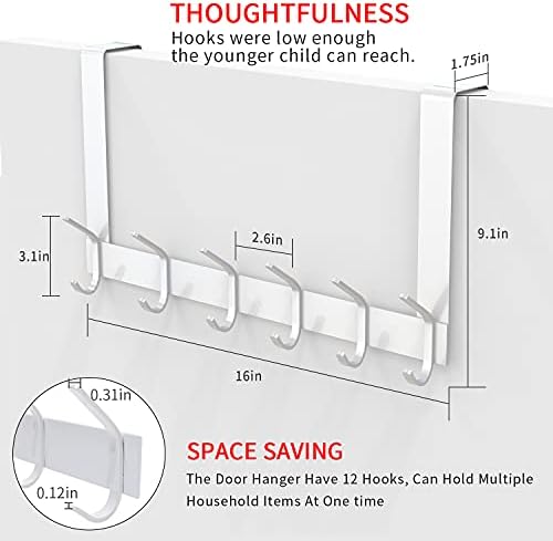 YUMORE Over the Door Hooks, Heavy Duty Door Hanger, White - Image 4
