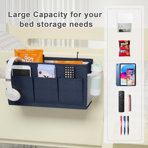 Bedside Caddy Storage Organizer for Bed Rails, Bed Caddy with 6 Pockets - Image 5
