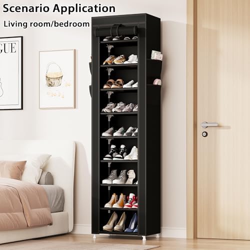 Calmootey 9-Tier Shoe Rack Organizer with Dust Cover for Bedroom, Entryway - Image 2