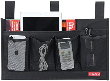 Zafit Hanging Bedside Caddy, Bedside Storage Organizer for Magazine, Phone, Remote control (6 Pockets-Black) - Image 3
