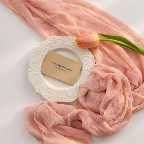 3Pcs Pink Cheesecloth Table Runner 120 Inches for Party Boho Home Decor - Image 2