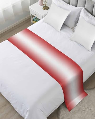 DecorLovee Red Ombre Bed Runners for Queen Size Bed, Modern Abstract Art Decorative Bed Throws for Foot of Bed, Red White Gradient Bed Runner Sofa Throw Bedding Scarf Protector Slipcover for Bedroom by DecorLovee