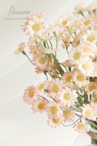 Floroom 24pcs Blush Small Artificial Flowers Faux Silk Daisies Fake Wildflowers with Stems for DIY Pink Wedding Bouquets Floral Arrangements Party Decor Centerpieces Decorations (Vase Not Included) - Image 3
