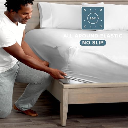 Bare Home Full Fitted Sheet - 1800 Ultra-Soft (Full, Cloud Grey) - Image 3