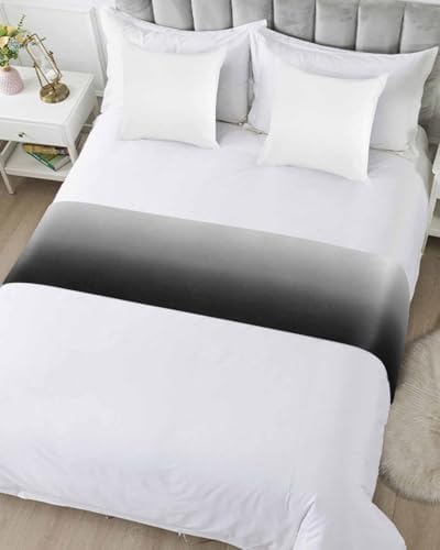 Abstract Grey Black Ombre Bed Runners for Bedroom Hotel,Decorative Bedding Scarf Modern Minimalist Art Bed End Blanket Bedding Runner Scarves for Full Size Beds,83x20in - Image 3