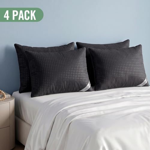King Size Bed Pillows for Sleeping Set of 4,4 Pack Great Support Luxury Hotel Pillows for Side,Stomach and Back Sleepers(Black,4-Pack) - Image 2