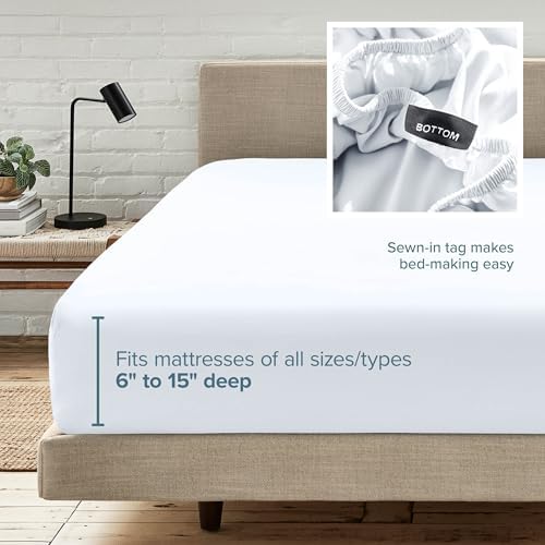 Bare Home Twin XL Fitted Sheet - 1800 Ultra-Soft (Twin XL, White) - Image 6