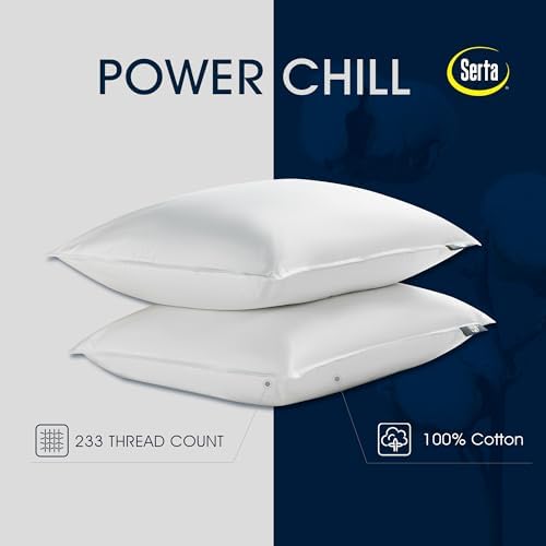 Serta 233 Thread Count White Goose Feather Down Fiber Pillows Medium Firm King Size Pillows Set of 2 Pack 100% Cotton Hotel Collection Bed Pillow for Side Sleeper - Image 3