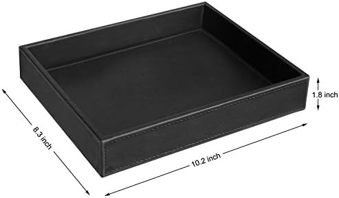 Vixdonos Valet Tray Nightstand Organizer Leather Catchall Tray for Perfume,Jewelry,Key and Remote on Counter or Dresser(Black) - Image 2
