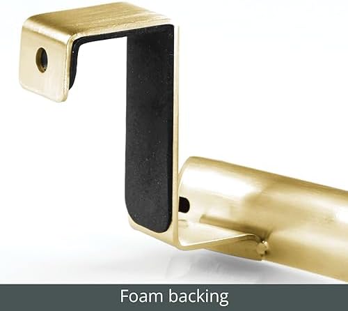 mDesign Steel Over Door Curved Towel Bar Storage, Hanger for Cabinet or Cupboard, Holder Rack for Kitchen, Bathroom - Holds Hand/Dish Towels, Washcloths - Spira Collection - 2 Pack - Soft Brass - Image 6