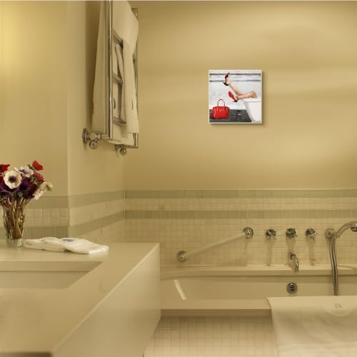 'Women's Fashion Bathroom Red Wine Heels'| Wall Plaque Art - Image 3