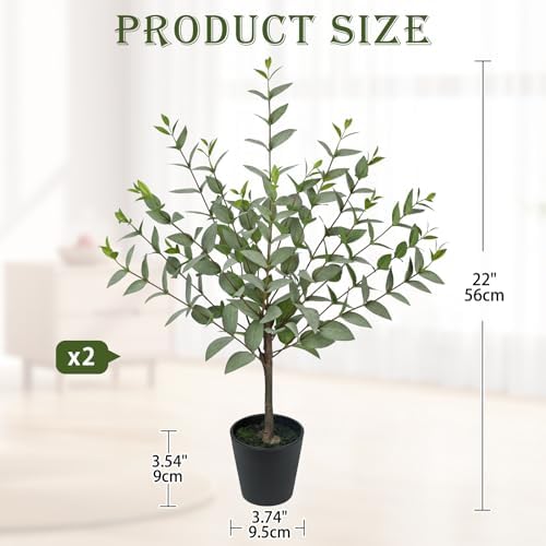 Briful Artificial Eucalyptus Plants Home Decor, Set of 2 Sage Green Eucalyptus Plants, Realistic Small Fake Plants for Farmhouse Indoor Outdoor Office Entryway Table Decor - Image 2