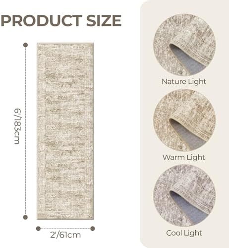 2x6 Runner Rug Non Slip,Washable Hallway Runner Rug,Brown - Image 2