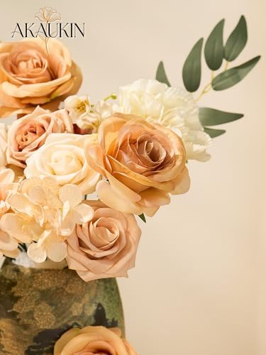 Brown Nude Artificial Flowers Combo Box Silk Roses for DIY Bouquets - Image 5