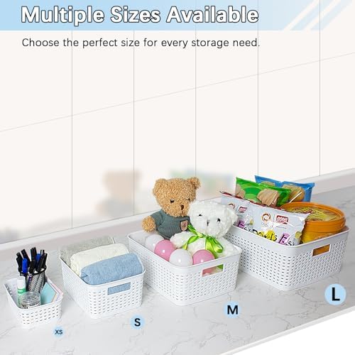 Soddeph Plastic Storage Baskets for Cabinets, Household Pantry Organization with Handle,Organizer Bins for Room,Bathrooms,Under-Sink,Kitchen (White, XS-3PACK) - Image 6