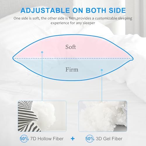 EIUE Bed Pillows for Sleeping 2 Pack Queen Size，Super Soft Down Alternative Microfiber Filled Pillows,Pillows for Side and Back Sleepers,20 x 30 Inches,Striped White Grey - Image 3