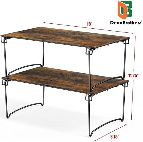 Deco Brothers Stackable Cabinet Shelf, 2 Pack, Rustic Brown - Image 6