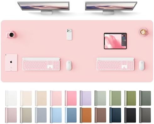 YSAGi Leather Desk Protector, Office Mat, Large Mouse Mat, Non-Slip PU Leather Blotter, Laptop Desk Mat, Waterproof Writing Pad for Office and Home(Light Pink, 63" x 24") by YSAGi