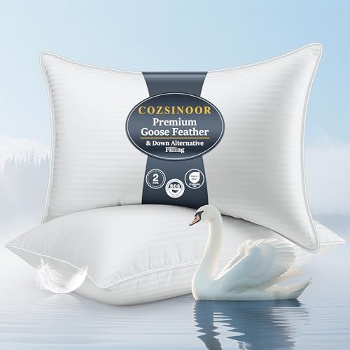 COZSINOOR Goose Down Feather Pillows Queen Size Set of 2 by COZSINOORBEDDING