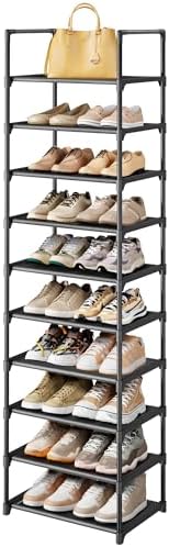 Kitsure 10 Tier Shoe Rack, Tall Shoe Organizer, 16.9" Wide, Black by Kitsure