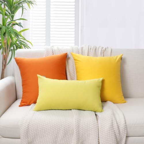 Thmyo 4-Pack 100% Cotton Lumbar Comfortable Solid Decorative Throw Pillow Case Rectangle Cushion Cover Pillowcase DIY Throw Pillowcase(12x20inch/30x50cm, Light Yellow 2) - Image 3