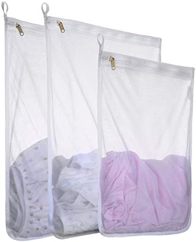Fine Mesh Laundry Bags for Delicates, 3 Pack (2L+1M) Reusable Wash Bags with Sturdy Zippers, Durable Net Washing Bags for Lingerie, Bra, Sock, Underwear, Baby Clothes, Travel Organizer by RoomyRoc